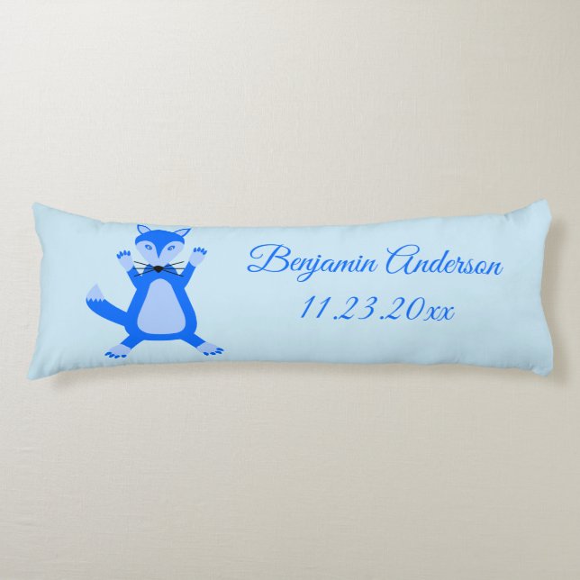 Cute Blue Pojke Fox Anpassningsbar Kroppskudde (Framsidan)