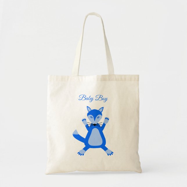 Cute Blue Pojke Fox Anpassningsbar Tygkasse (Framsidan)