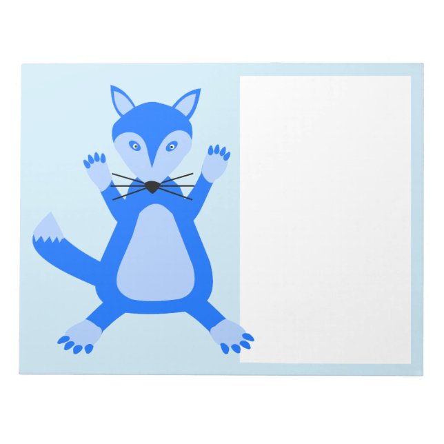 Cute Blue Pojke Fox Anteckningsblock (Framsida)