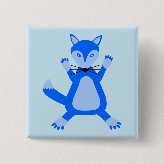 Cute Blue Pojke Fox Knapp (Framsida)