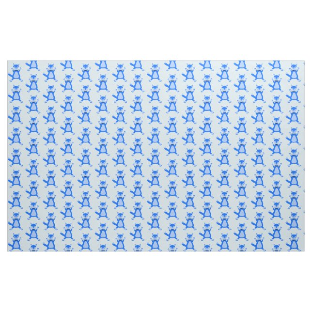Cute Blue Pojke Fox mönstrad Tyg (Yard)