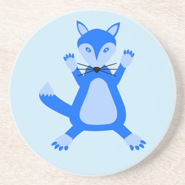 Cute Blue Pojke Fox Underlägg (Framsidan)