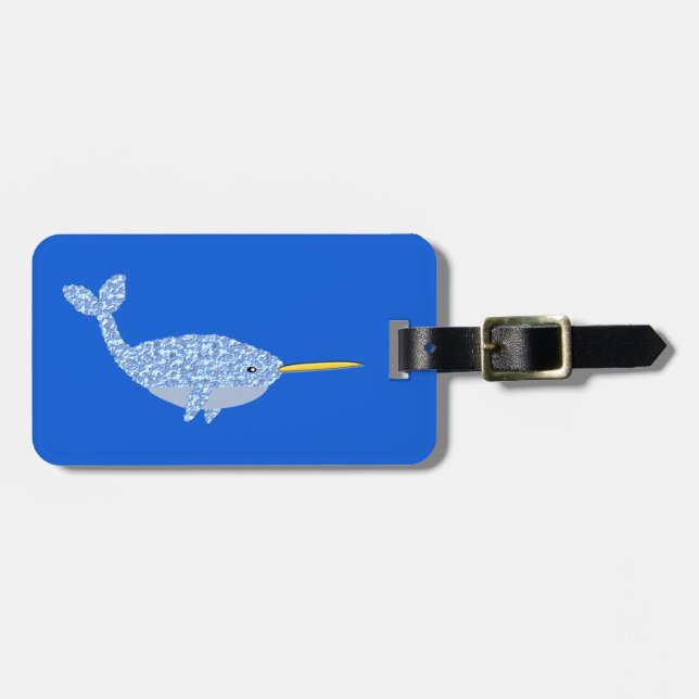 Cute Blue Pojke Narwhal-Anpassningsbarna Bagagebricka (Horisontell Framsida)