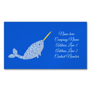 Cute Blue Pojke Narwhal-Anpassningsbarna Magnetiska Visitkort