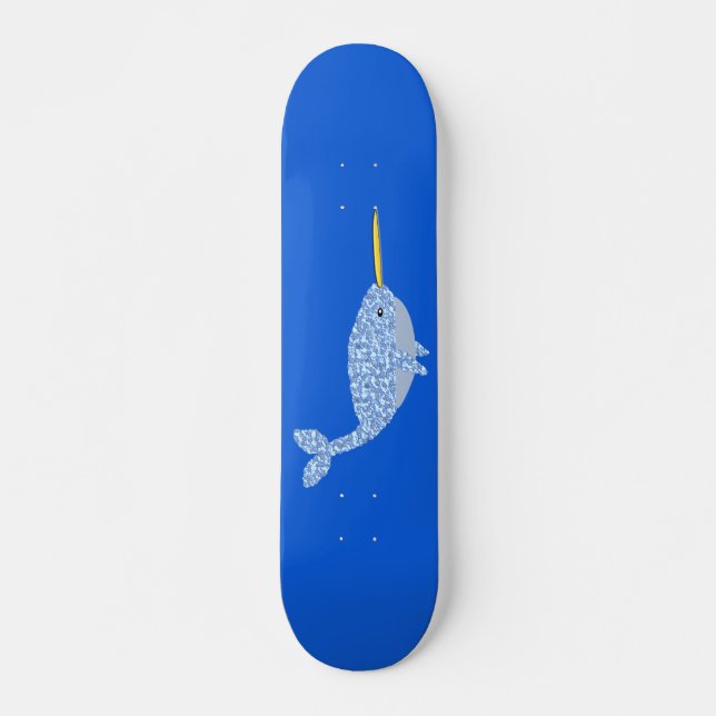 Cute Blue Pojke Narwhal Mini Skateboard Bräda 18,5 Cm (Framsida)