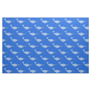 Cute Blue Pojke Narwhal Patternal Tyg