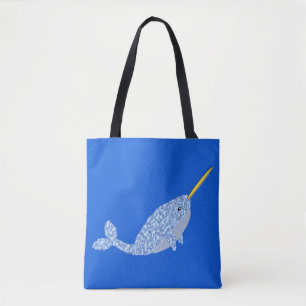 Cute Blue Pojke Narwhal Patternal Tygkasse
