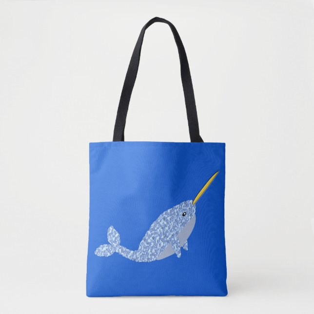 Cute Blue Pojke Narwhal Patternal Tygkasse (Framsida)
