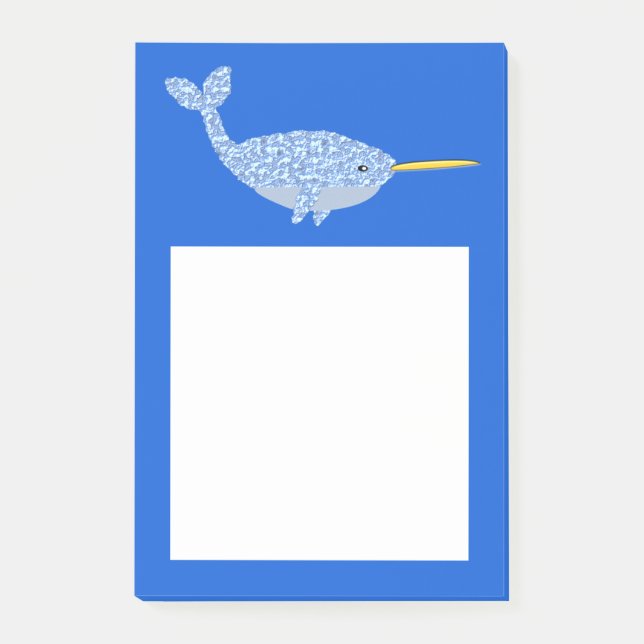 Cute Blue Pojke Narwhal Post-it Block (Framsida)