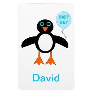 Cute Blue Pojke Penguin Anpassade Magnet