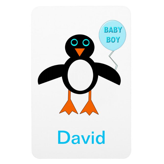 Cute Blue Pojke Penguin Anpassade Magnet (Vertikal)