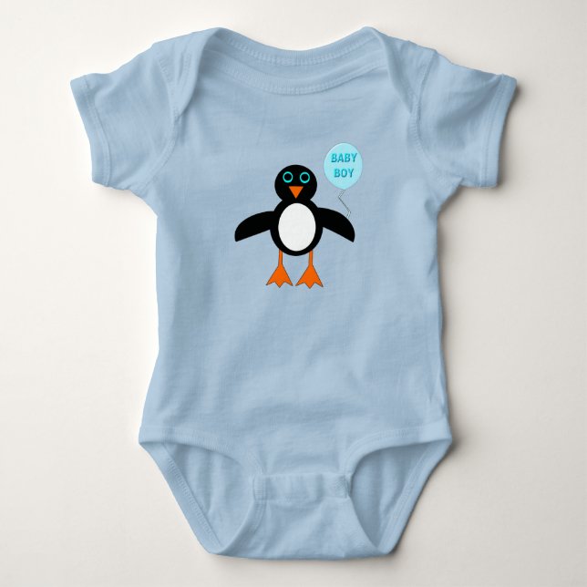 Cute Blue Pojke Penguin Anpassningsbar Creeper Tee (Framsida)