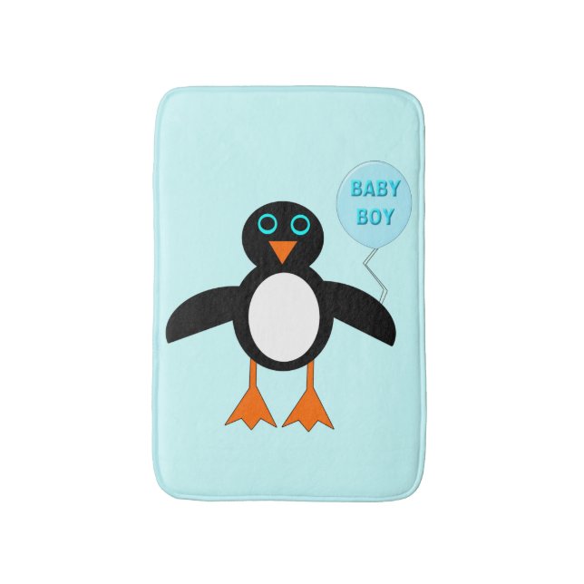 Cute Blue Pojke Penguin Bath Mat Badrumsmatta (Framsidan (Vertikal))