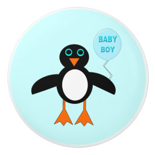 Cute Blue Pojke Penguin Ceramic Knob Knopp