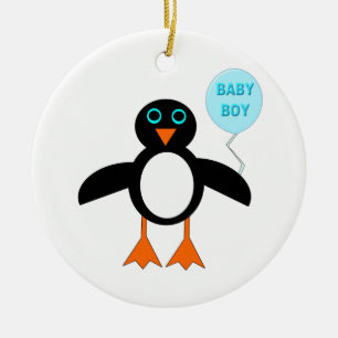 Cute Blue Pojke Penguin Ornament