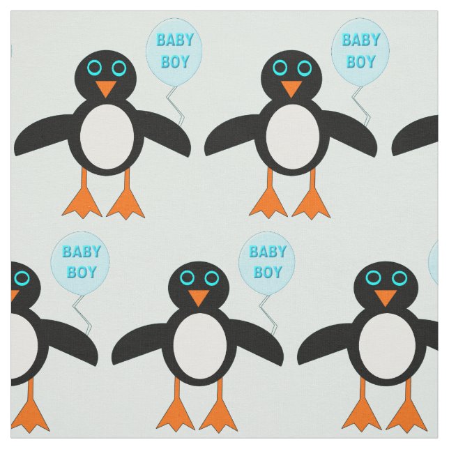 Cute Blue Pojke Penguin Patterned Fabric Tyg (Provkarta)