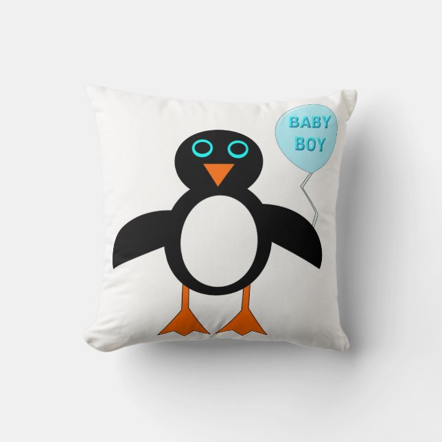 Cute Blue Pojke Penguin Pillow Kudde (Framsida)