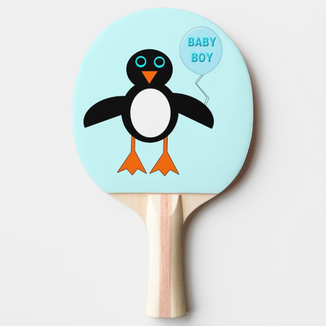 Cute Blue Pojke Penguin Ping Pong Paddle Pingisracket (Framsidan)