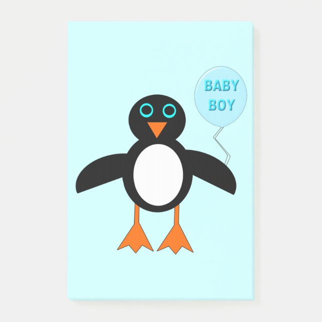 Cute Blue Pojke Penguin Post it notes Pad Post-it Block (Framsida)