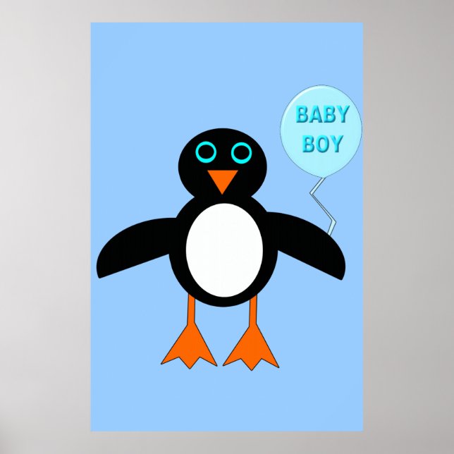 Cute Blue Pojke Penguin Poster (Framsidan)