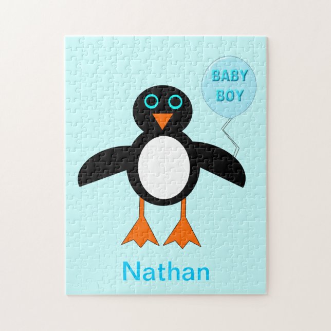 Cute Blue Pojke Penguin Puzzle Pussel (Vertikal)