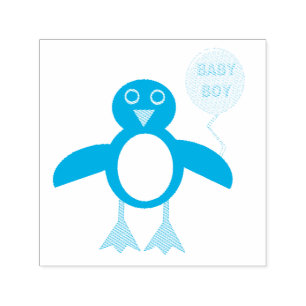 Cute Blue Pojke Penguin Self Inking Frimärke Självfärgande Stämpel
