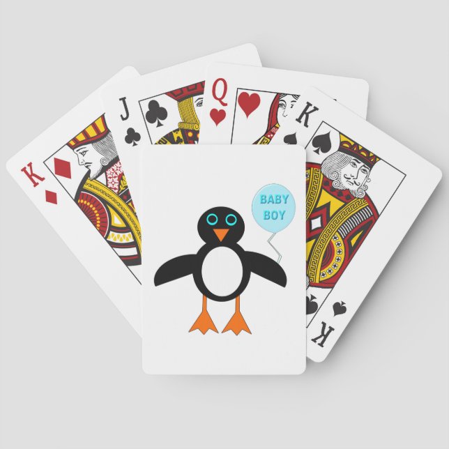 Cute Blue Pojke Penguin-spelkort Spelkort (Baksidan)