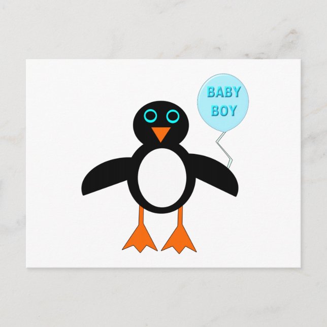 Cute Blue Pojke Penguin-vykort Vykort (Framsida)