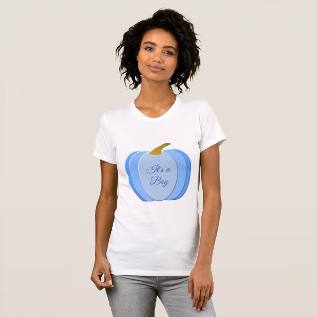 Cute Blue Pojke Pumpkin Anpassningsbar T Shirt (Hel framsida)