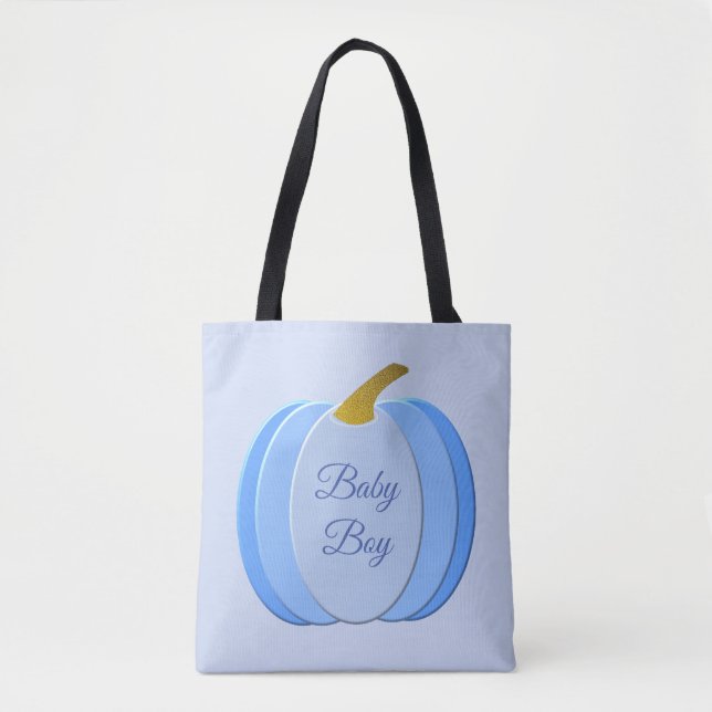 Cute Blue Pojke Pumpkin Anpassningsbar Tygkasse (Framsida)