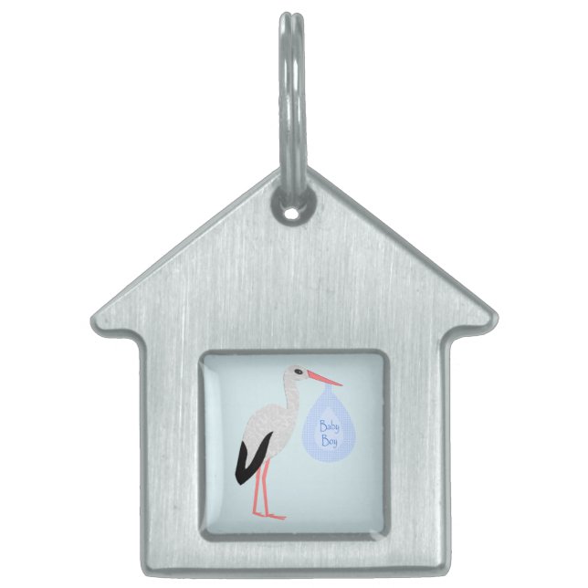 Cute Blue Pojke Stork ID-bricka Husdjur (Framsidan)