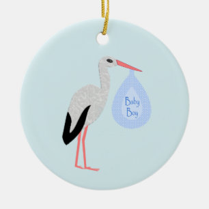 Cute Blue Pojke Stork Julgransprydnad Keramik
