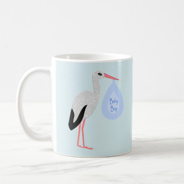 Cute Blue Pojke Stork Kaffemugg (Vänster)