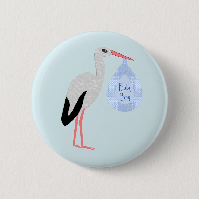 Cute Blue Pojke Stork Knapp (Framsida)