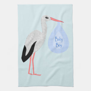 Cute Blue Pojke Stork Kökshandduk