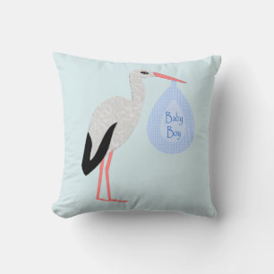 Cute Blue Pojke Stork Kudde