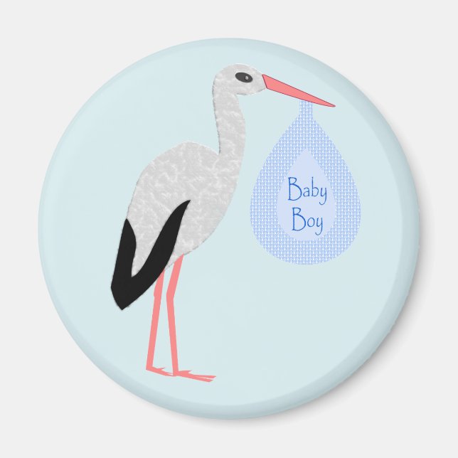 Cute Blue Pojke Stork Magnet (Framsidan)