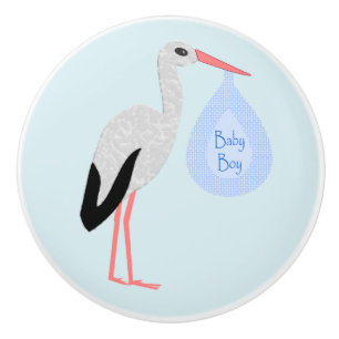 Cute Blue Pojke Stork Nursery Knopp