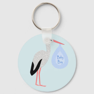 Cute Blue Pojke Stork Nyckelring
