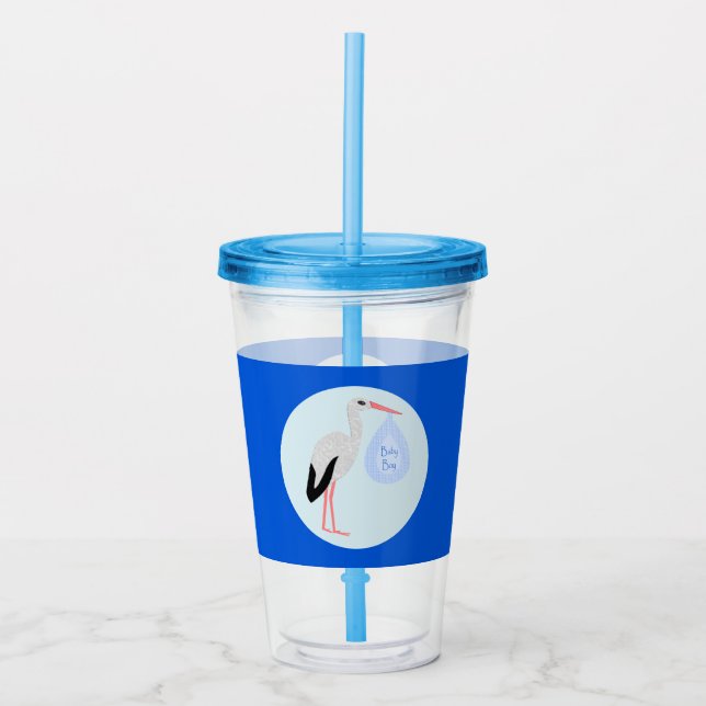 Cute Blue Pojke Stork Take Away Mugg (Framsida)