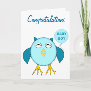 Cute Blue Pojke Uggla Anpassningsbar Card Kort