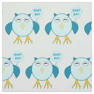 Cute Blue Pojke Uggla Patterned Fabric Tyg