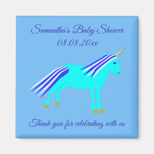 Cute Blue Pojke Unicorn Anpassningsbar Baby Shower Magnet
