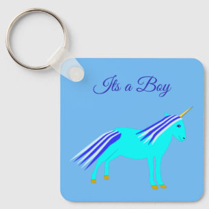 Cute Blue Pojke Unicorn Anpassningsbar Pappa ska Nyckelring