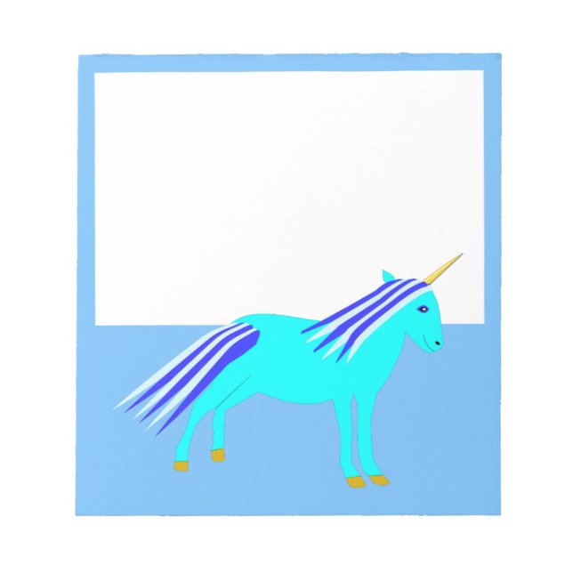Cute Blue Pojke Unicorn Anteckningsblock (Framsida)