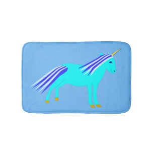 Cute Blue Pojke Unicorn Badrumsmatta