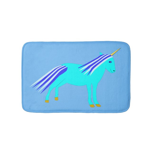 Cute Blue Pojke Unicorn Badrumsmatta (Framsidan)