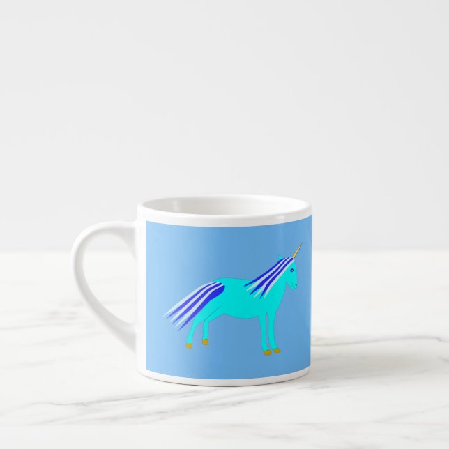 Cute Blue Pojke Unicorn Espressomugg (Vänster)