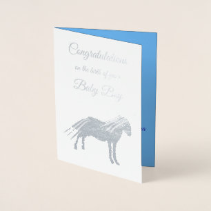 Cute Blue Pojke Unicorn-Grattisar Folierat Kort