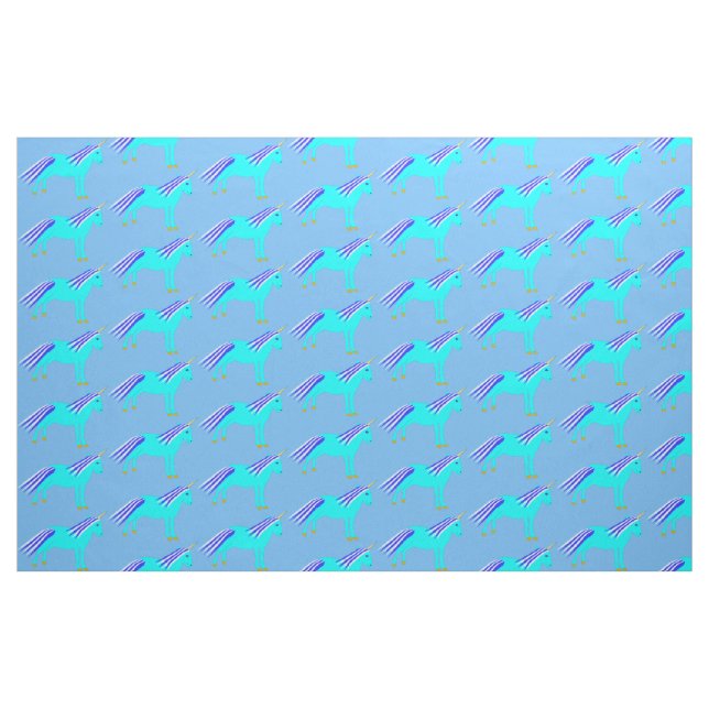 Cute Blue Pojke Unicorn Patterned Tyg (Fat Quarter)